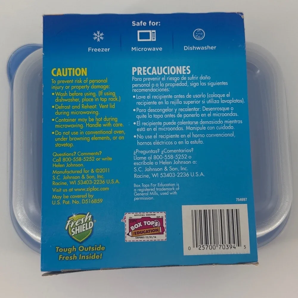 Ziploc Smart Snap Seal Medium Rectangle Food Storage Containers 2ct 40oz Blue